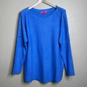 Lilly Pulitzer Arna Sweater Women's XL Heathers Abaco Blue Long Sleeve New